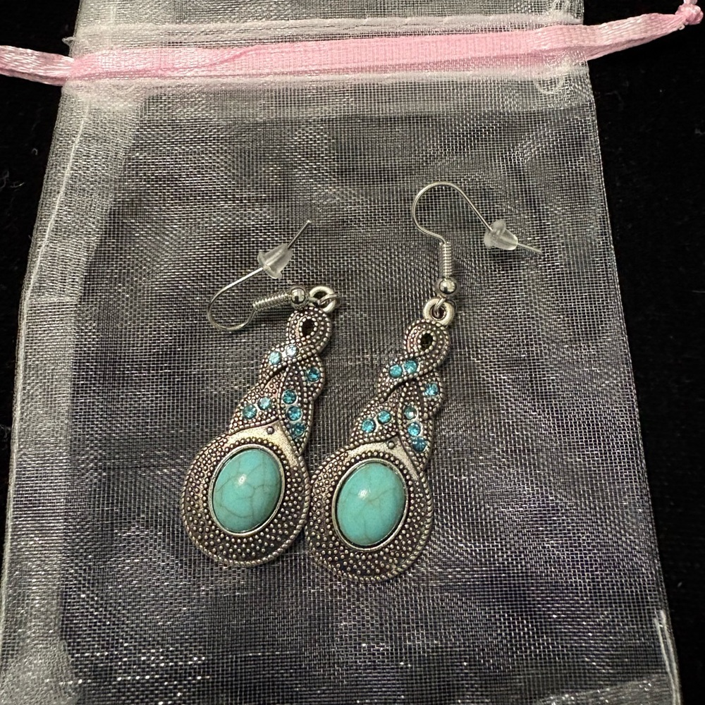 Elegant Silver and Turquoise Earrings